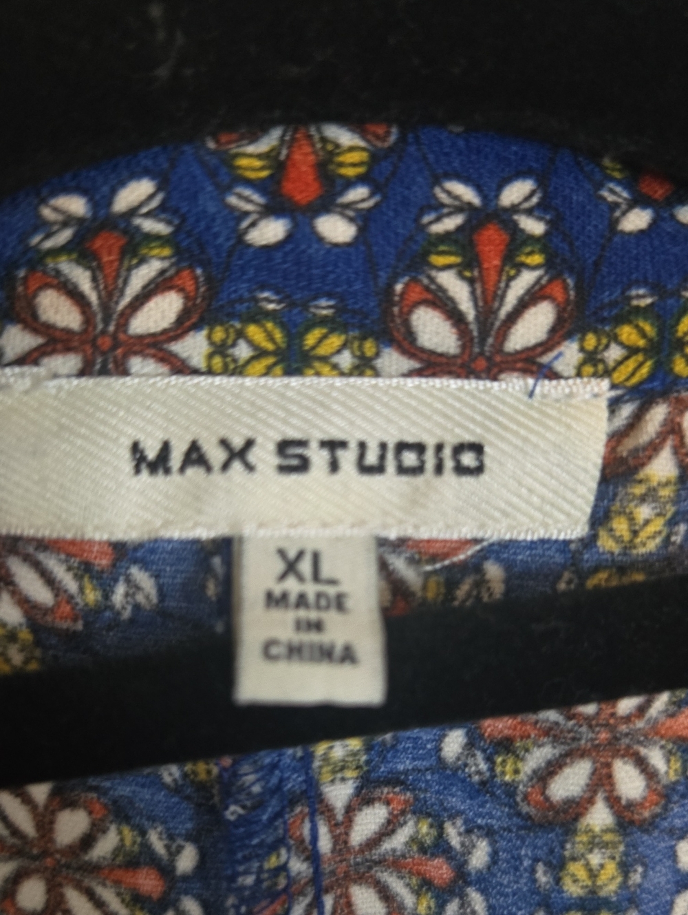 Max Studio Navy and Cream Printed Jumpsuit - Picture 2 of 7